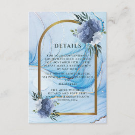 Elegant Blue & Gold Wedding Enclosure Card Informatiekaartje