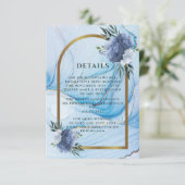 Elegant Blue & Gold Wedding Enclosure Card  Informatiekaartje (Staand voorkant)
