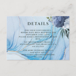 Elegant Blue & Gold Wedding Enclosure Card Informatiekaartje