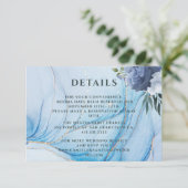 Elegant Blue & Gold Wedding Enclosure Card Informatiekaartje (Staand voorkant)