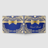 Elegant Blue Gold Wedding Party Event Gastboek Gastenboek (Volledig)