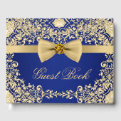 Elegant Blue Gold Wedding Party Event Gastboek Gastenboek (Voorkant)