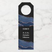 Elegant Blue Gold Wedding Party Flessenhanger (Voorkant)