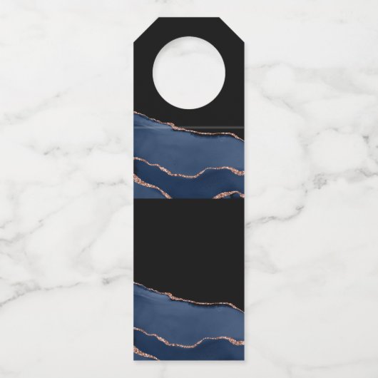 Elegant Blue Gold Wedding Party Flessenhanger (Achterkant)