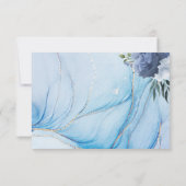 Elegant Blue & Gold Wedding RSVP Card  (Achterkant)