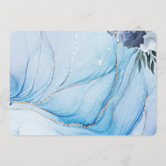 Elegant Blue & Gold Wedding Save the Date  (Achterkant)