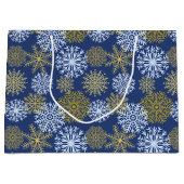 Elegant Blue Gold Winter Snowflakes kerst Groot Cadeauzakje (Voorkant)
