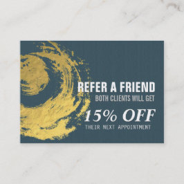Elegant Blue Gold ZEN Symbol Referral Kaart