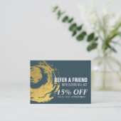 Elegant Blue Gold ZEN Symbol Referral Kaart (Staand voorkant)