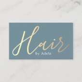 Elegant Blue Golden Hair Stylist Visitekaartje (Voorkant)