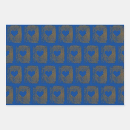 Elegant Blue Golden Heart Drawing Family Kerstmis Inpakpapier Vel (Voorkant 3)