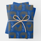 Elegant Blue Golden Heart Drawing Family Kerstmis Inpakpapier Vel (In situ)