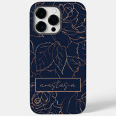 Elegant Blue Golden Rozen Name Case-Mate iPhone Case (Achterkant)