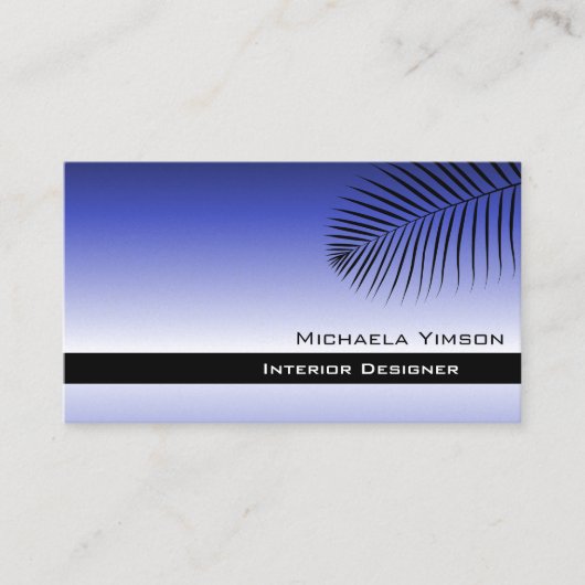 Elegant Blue Gradient Modern met Palm Leaf Simpel Visitekaartje (Voorkant)