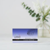 Elegant Blue Gradient Palm Leaf Logo en Foto Visitekaartje (Staand voorkant)
