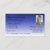 Elegant Blue Gradient Palm Leaf Monogram en Foto Visitekaartje (Achterkant)