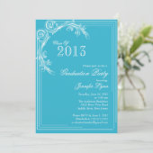 Elegant Blue Graduation Party Invitation Kaart (Staand voorkant)
