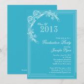 Elegant Blue Graduation Party Invitation Kaart (Voorkant / Achterkant)