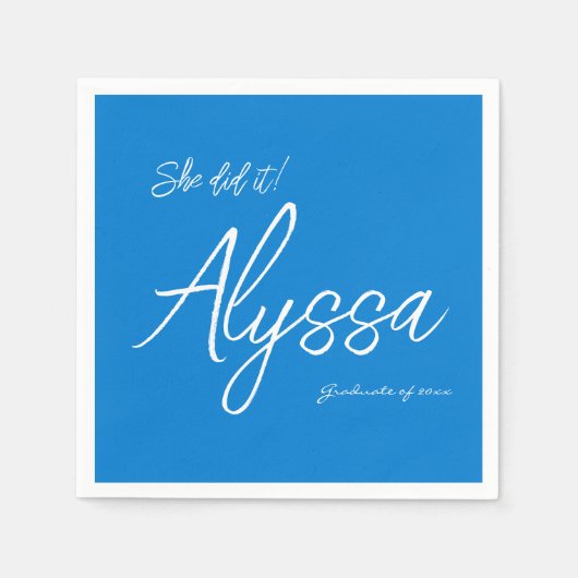 Elegant Blue Graduation Party She did it Servet (Voorkant)