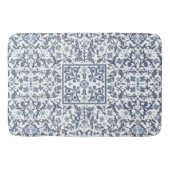 Elegant Blue Graphic Floral Pattern Badmat (Voorkant)