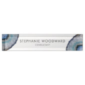 Elegant Blue Gray Agate Geode Naambordje (Voorkant)