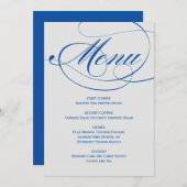 Elegant Blue Gray Calligraphy Script Weddenschap Menu (Voorkant / Achterkant)