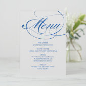 Elegant Blue Gray Calligraphy Script Weddenschap Menu (Staand voorkant)