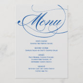 Elegant Blue Gray Calligraphy Script Weddenschap Menu (Voorkant)