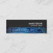 Elegant Blue Gray Circuit Computer Repair Mini Visitekaartje (Voorkant)