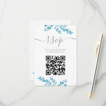 Elegant Blue Gray Floral QR Code Weddenschap
