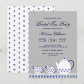 Elegant Blue Gray Floral Tea Party Vrijgezellenfee Kaart (Voorkant / Achterkant)