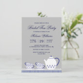 Elegant Blue Gray Floral Tea Party Vrijgezellenfee Kaart (Staand voorkant)