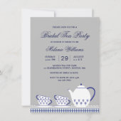 Elegant Blue Gray Floral Tea Party Vrijgezellenfee Kaart (Voorkant)