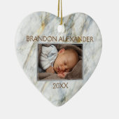 Elegant Blue Gray Marmer Pattern Aangepaste foto Keramisch Ornament (Rechts)