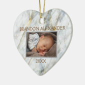 Elegant Blue Gray Marmer Pattern Aangepaste foto Keramisch Ornament (Links)