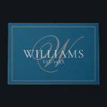Elegant Blue Gray Monogram Name Pas getrouwd Weddi Deurmat<br><div class="desc">Elegant Blue Grey Monogram Name Pas getrouwd Wedding Doormat</div>