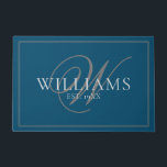 Elegant Blue Gray Monogram Name Pas getrouwd Weddi Deurmat<br><div class="desc">Elegant Blue Grey Monogram Name Pas getrouwd Wedding Doormat</div>