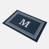 Elegant Blue Gray Monogrammed Deurmat (Schuin)