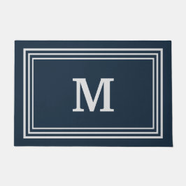 Elegant Blue Gray Monogrammed Deurmat
