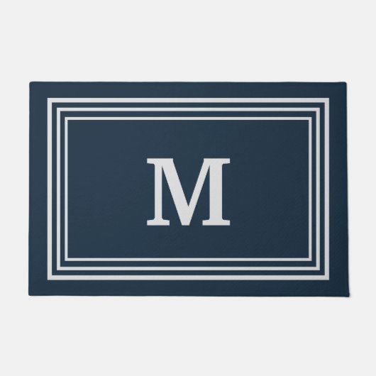 Elegant Blue Gray Monogrammed Deurmat (Voorkant)