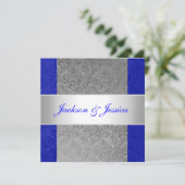 Elegant Blue Gray Paisley White Engagement Party Kaart (Staand voorkant)