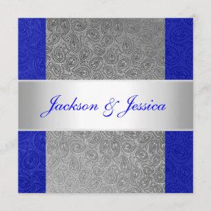 Elegant Blue Gray Paisley White Engagement Party Kaart