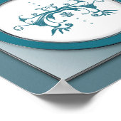 Elegant Blue/Gray Swirl Floral Sq. Afdrukken Poster (Hoek)