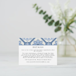 Elegant Blue Greek Tegel Wedding Informatiekaartje