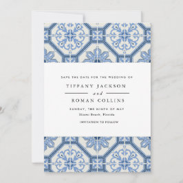 Elegant Blue Greek Tegel Wedding Save The Date