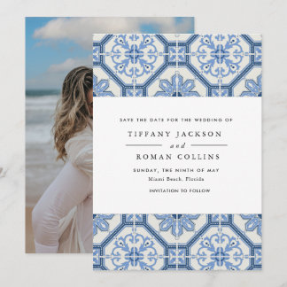 Elegant Blue Greek Tegel Wedding Save The Date
