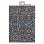 Elegant Blue Green Blauwgroen Copper Geometric Pat Heupfles (Achterkant)