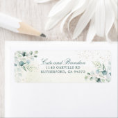 Elegant Blue Green Eucalyptus Greenery Wedding Etiket (Insitu)