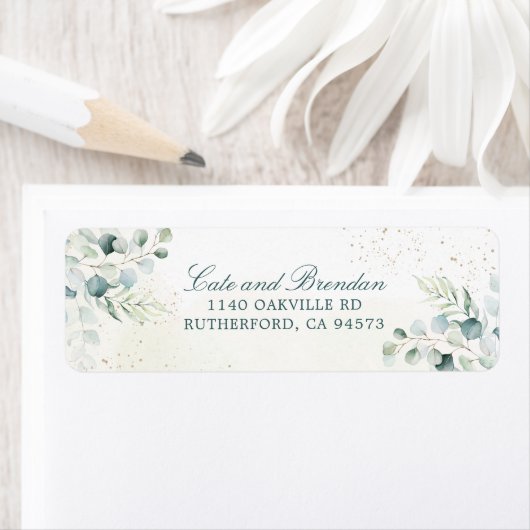 Elegant Blue Green Eucalyptus Greenery Wedding Etiket (Insitu)