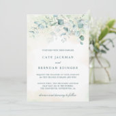 Elegant Blue Green Eucalyptus Greenery Wedding Kaart (Staand voorkant)